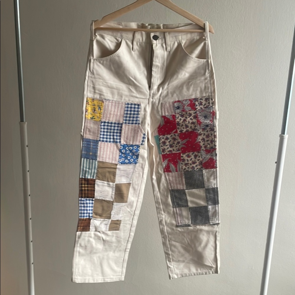 Marvin Ruby Cream Patchwork quilt pants L